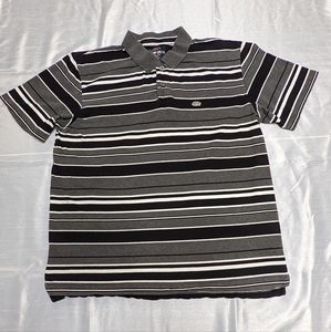 Polo Shirt, Ecko Unlimited, Mens, Black White & Gray Stripe Shirt